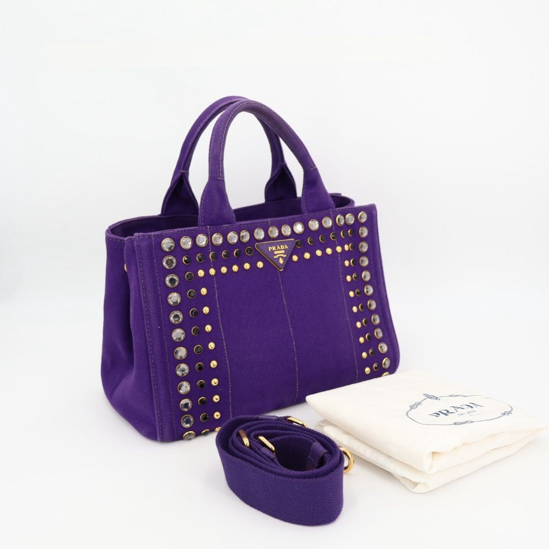 PRADA ビジュー付き　2way カナパ プラダ PRADA カナパ ビジュー付 2WAYハンドバッグ - メルカリ