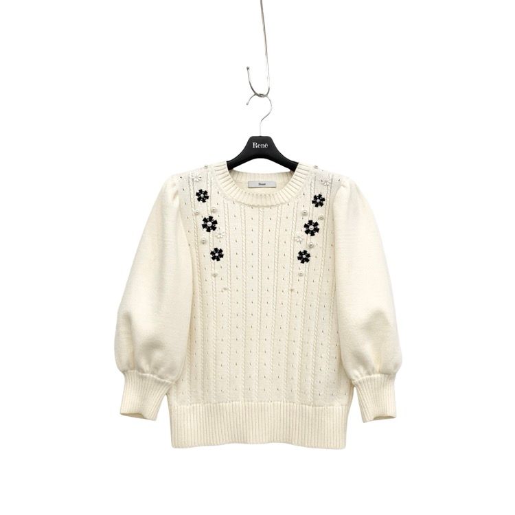 未使用タグ付　Rene ノースリーブ　ケーブルニット 36 ホワイト 麻混 ケーブルノースリニット | ニット | NOELA OFFICIAL WEB STORE