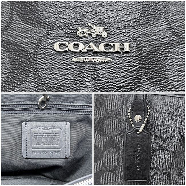【ニャンちゅう】Coach ビジネスバッグ ブラック/グレー コーチ トートバッグ ブラック グレー 黒 灰色 シグネチャー F57842