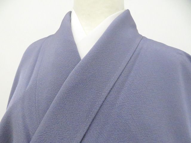【京松】色無地 一つ紋 作家物 落款入 正絹 着物 身丈約158.5cm 裄丈約64cm r8z04-106