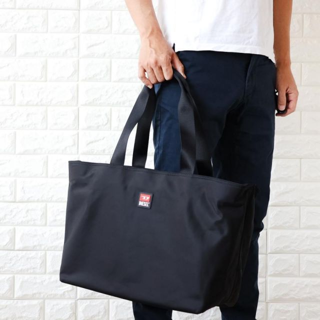 並行輸入品】ディーゼル トートバッグ メンズ ブラック DIESEL A4 B4