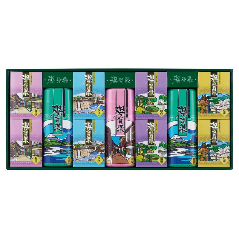夏の贈り物お中元 薬用入浴剤 湯･賛歌ギフト セット内容/薬用入浴剤（登別･草津･有馬･別府）（各25g×3包）･薬用入浴剤（箱根）（500g）×各2、薬用入浴剤（有馬）（500g）×1