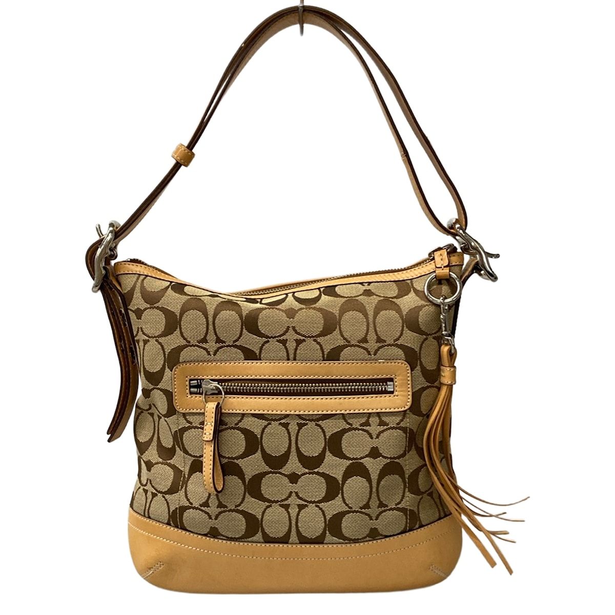 コーチ COACH パーク レザー ダッフルショルダー ベージュ F19726 USED 苫小牧西店 COACH(コーチ) ショルダーバッグ シグネチャーソフトスリムダッフル