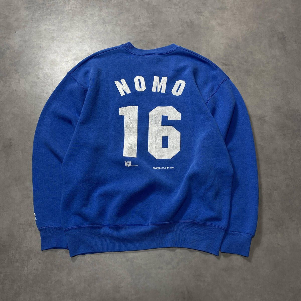 GQ5313◇STARTER : USA製 90's NOMO 16 Dodgers スウェット◇L◇ブルー