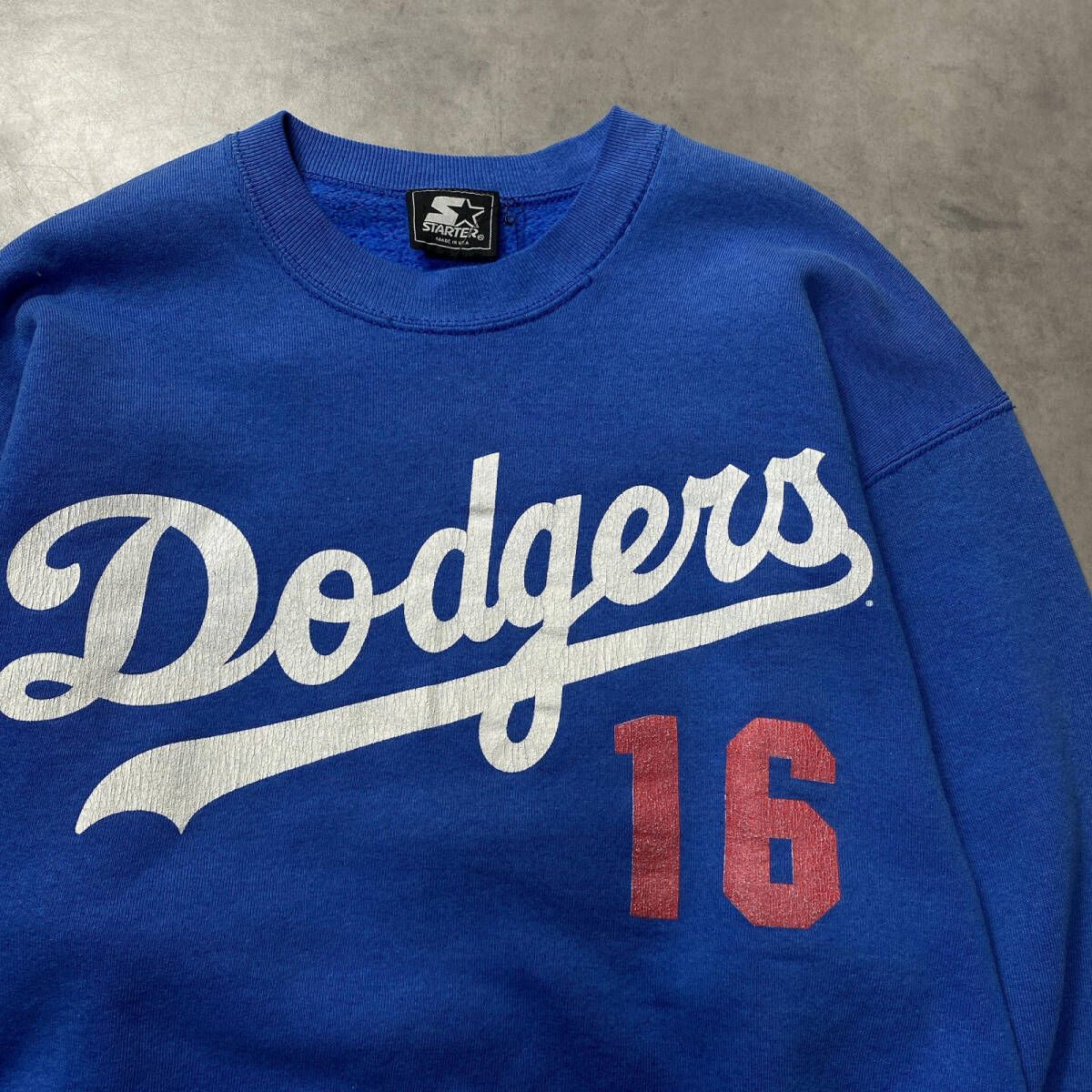 GQ5313◇STARTER : USA製 90's NOMO 16 Dodgers スウェット◇L◇ブルー