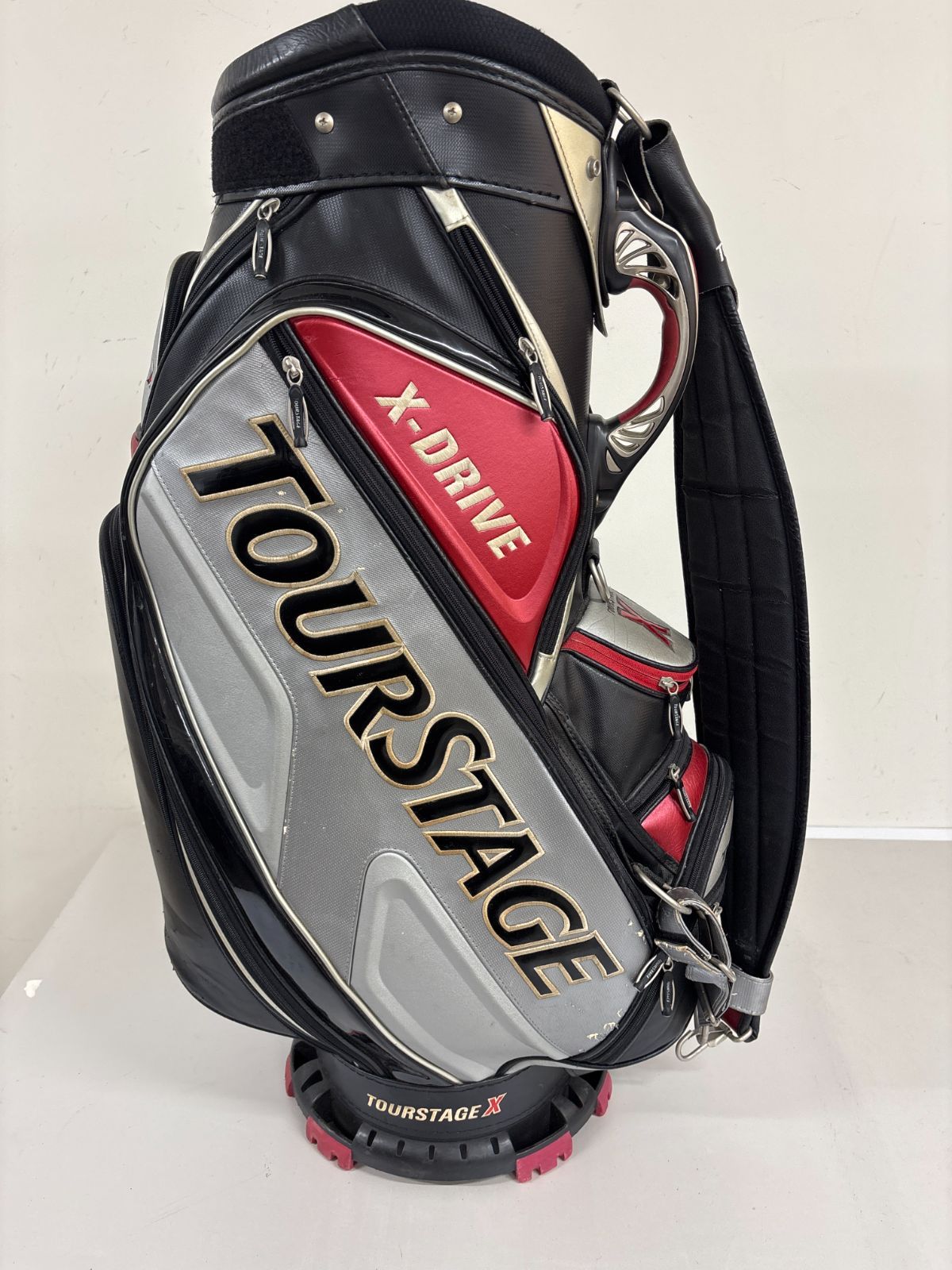 TourStage キャディバッグ 黒・ゴールド ※フードなし 送料無料【フードなし】TOURSTAGE ツアーステージ X-DRIVE 3点式 プロ
