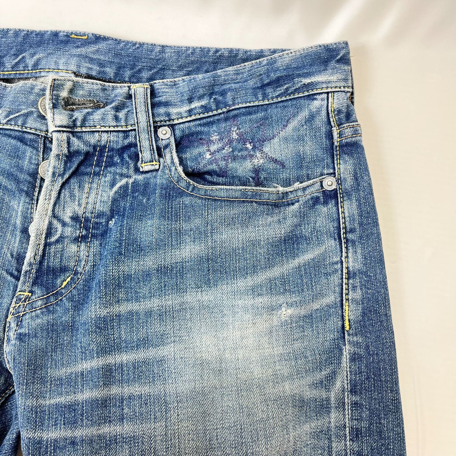 HYSTERIC GLAMOUR ヒステリックグラマー スタッズデニム ダメージ 32
