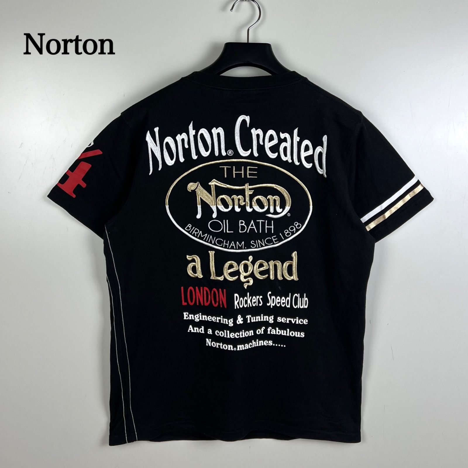 Norton England rockers back LOGO Tee L ノートン バック刺繍 Tシャツ 