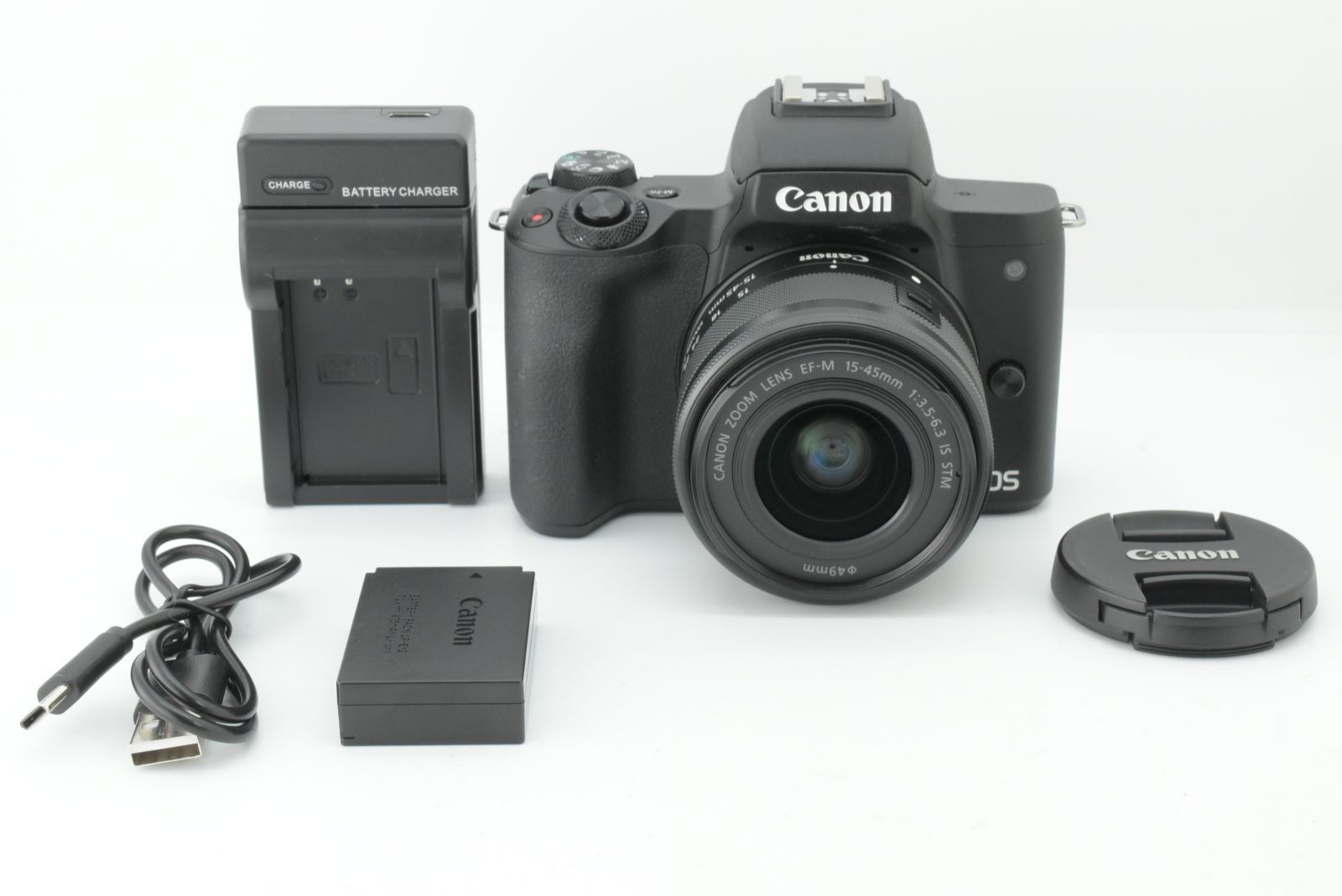 【美品】キャノン Canon EOS Kiss M 15-45mm キヤノン EOS Kiss M ミラーレス一眼カメラ EF-M15-45 IS STM レンズキット
