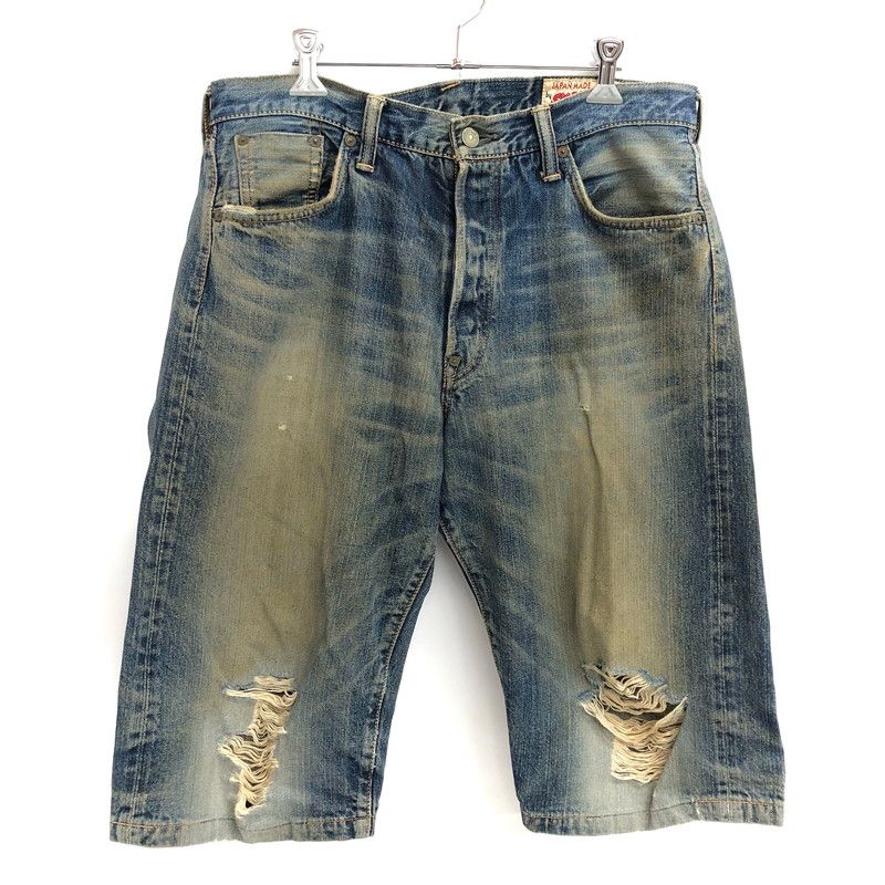 「釣りきち」 EVIS SIOTANI BROTHERS デニムハーフ 現状渡し品】 EVISU エヴィス SIOTANI BROTHERS DENIM HALF PANTS