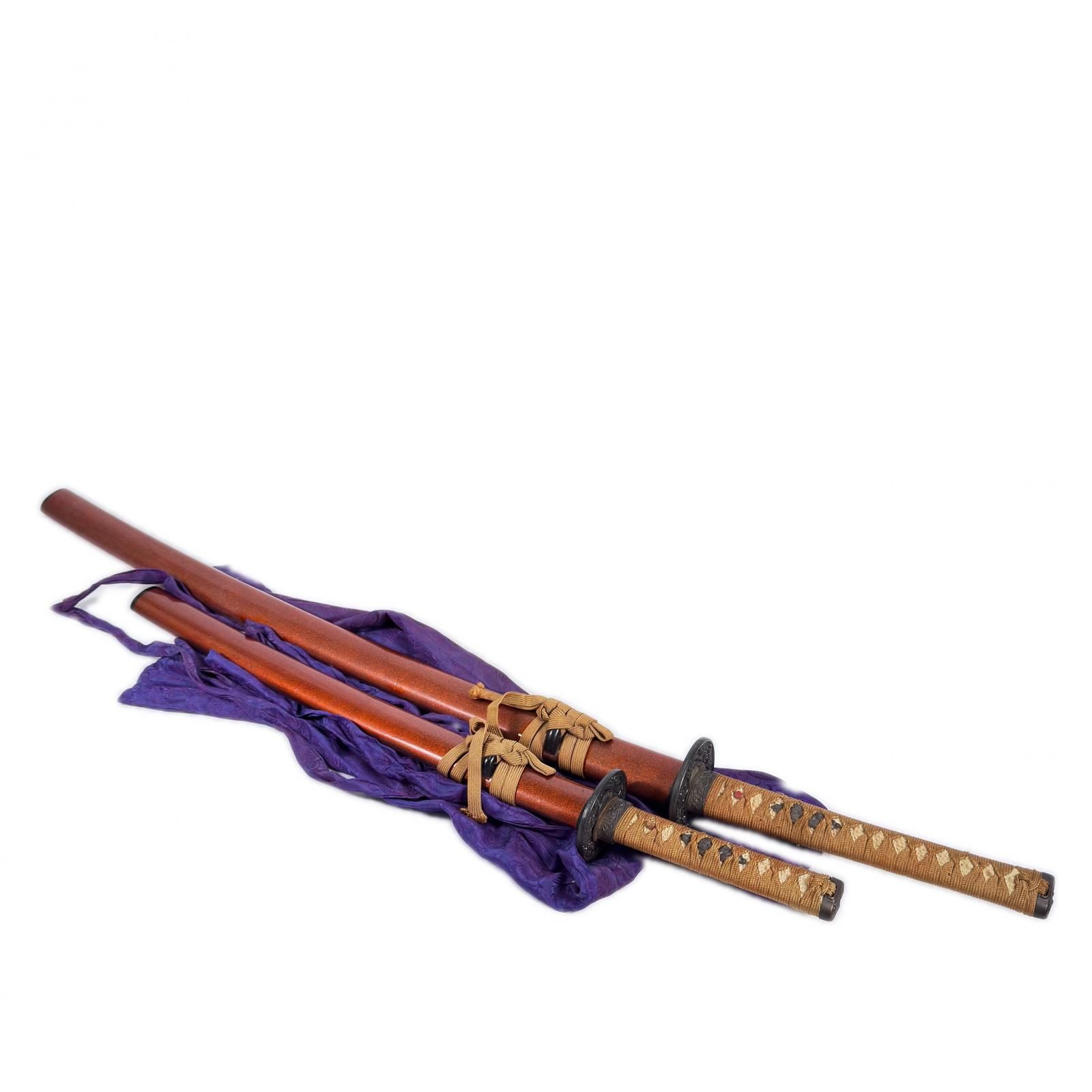 【美品】日本刀 模造刀 レプリカ 2本セット おまけ付き 模造刀 2本セット レプリカ 刀 日本刀 武具 美術刀剣 刀剣 ブラウン