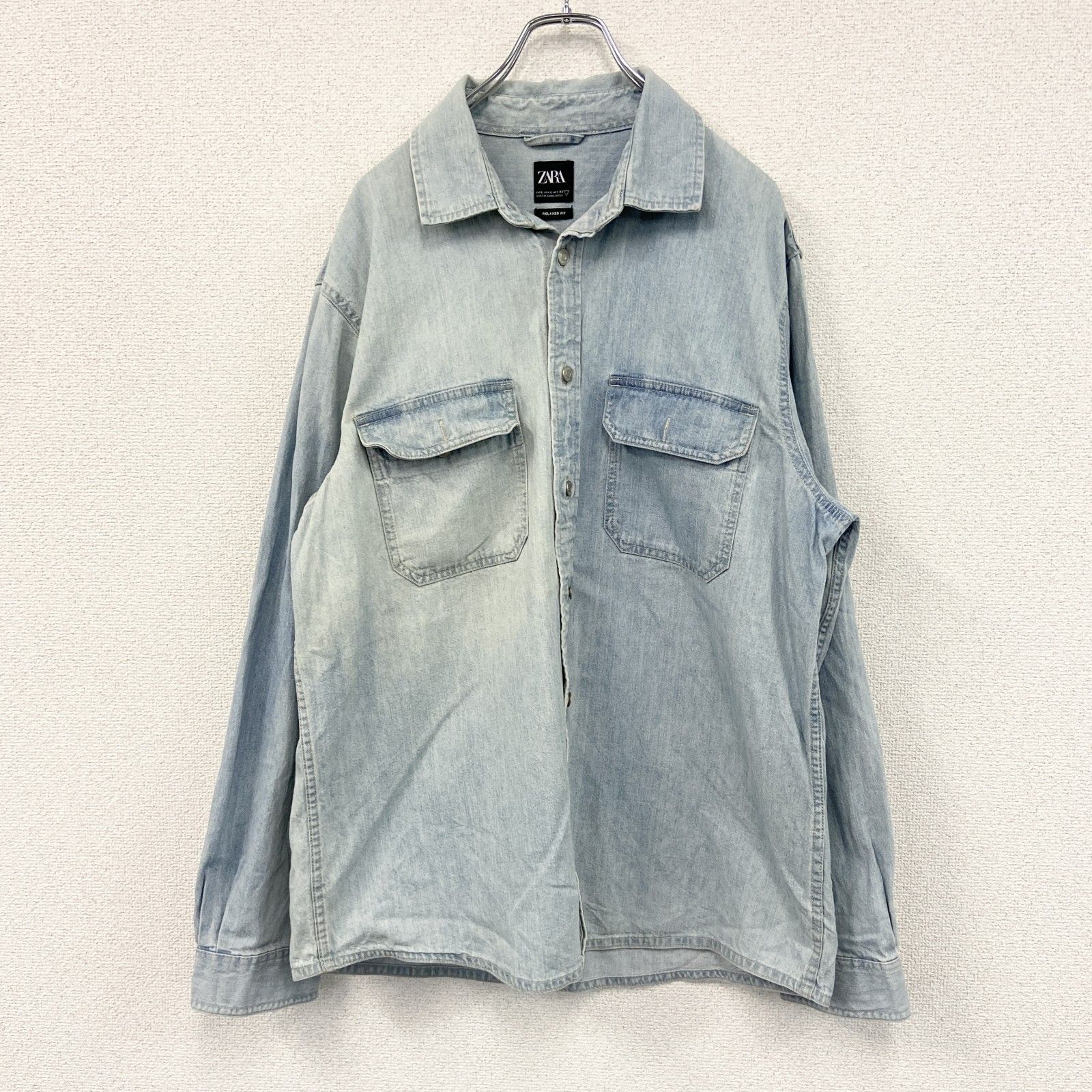 ZARA ザラ デニムジャケット/Gジャン ペイントデザイン インディゴ L 