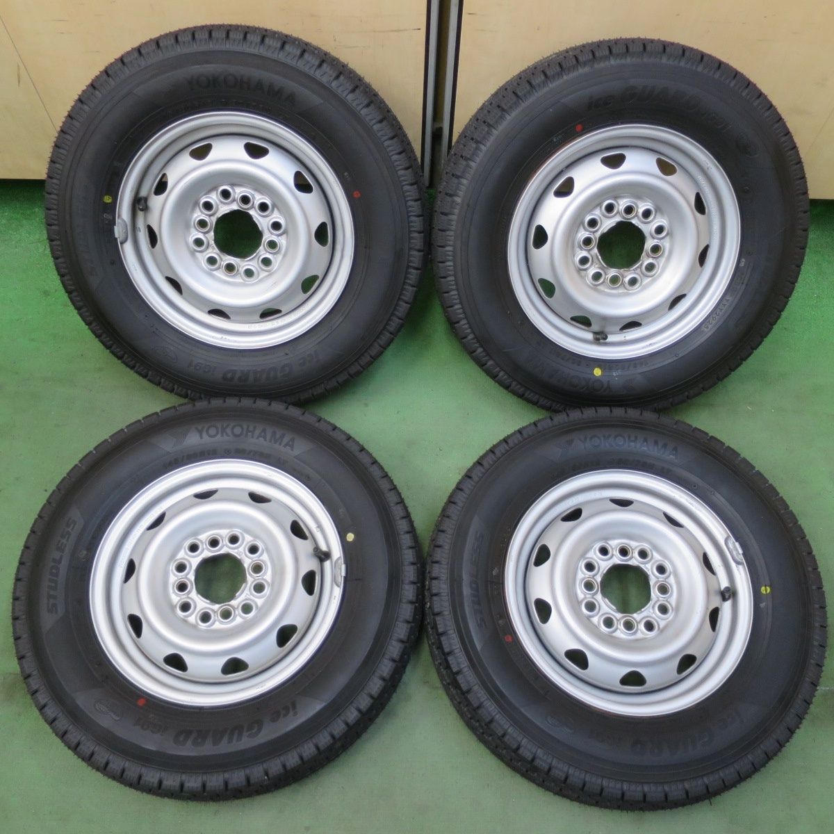 ほぼ未使用！25年！キレイ★スタッドレス 145/80R12 80/78N ヨコハマ アイスガード iG91 スチール ホイール 12インチ PCD100 110 114.3/4H マルチ★6041403イス