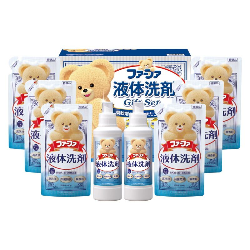 夏の贈り物お中元 液体洗剤ギフト ファーファ ファーファ液体洗剤無香料（詰替用）（400g）×6、ファーファ液体洗剤無香料（500g）×2