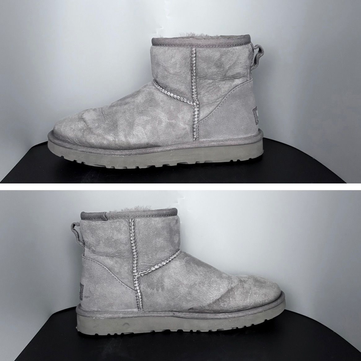 UGG グレー ムートンブーツUSA8 クラシックショート アグ UGG クラシックミニ ムートンブーツ ショートブーツ ラメ ボア