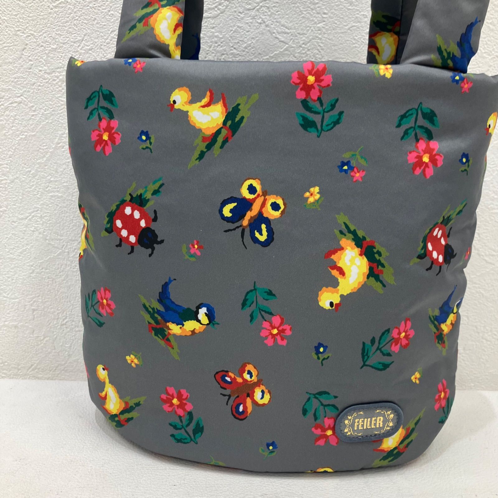2175 良品 FEILER フェイラー ハンドバッグ ハイジ てんとう虫 小鳥 花 