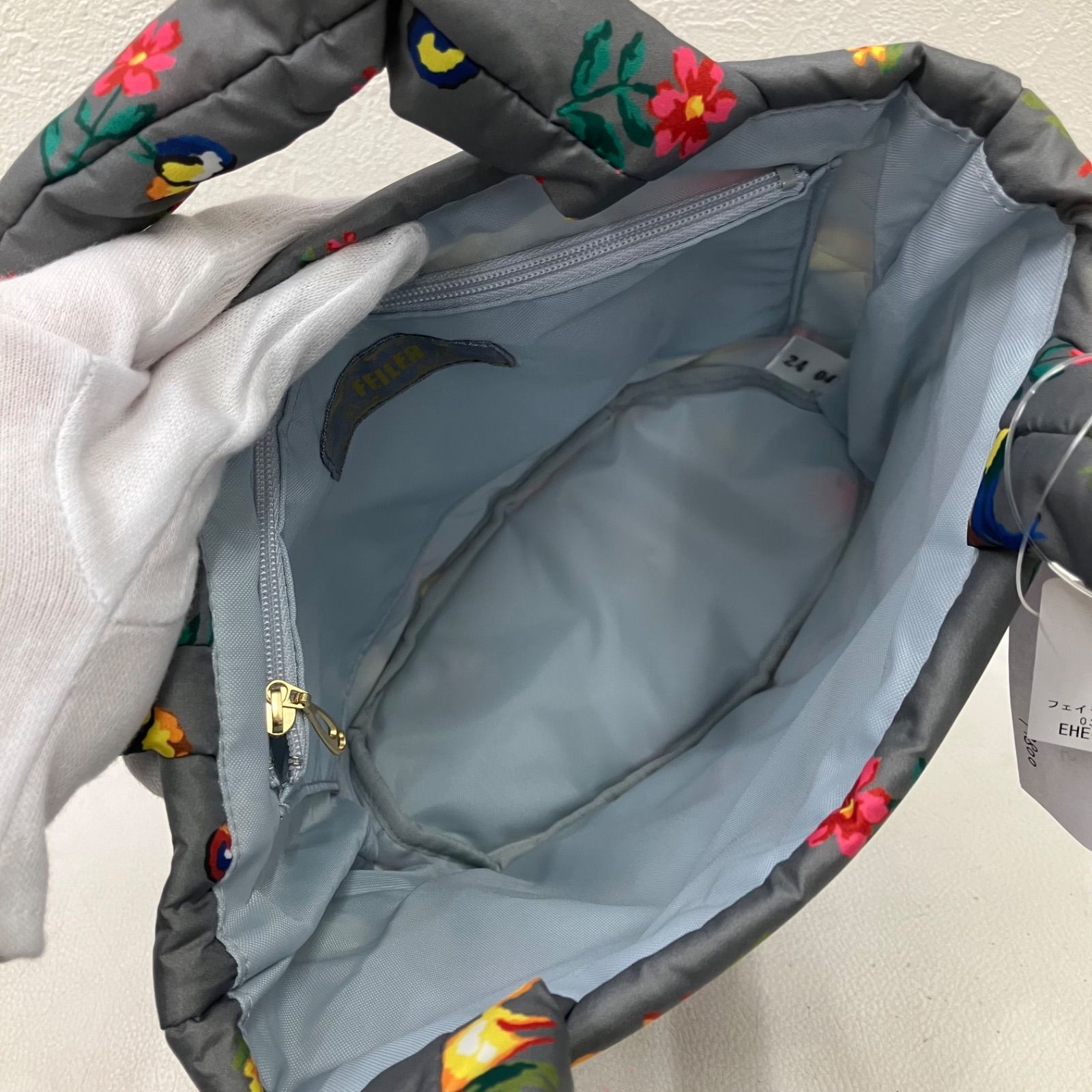 2175 良品 FEILER フェイラー ハンドバッグ ハイジ てんとう虫 小鳥 花 