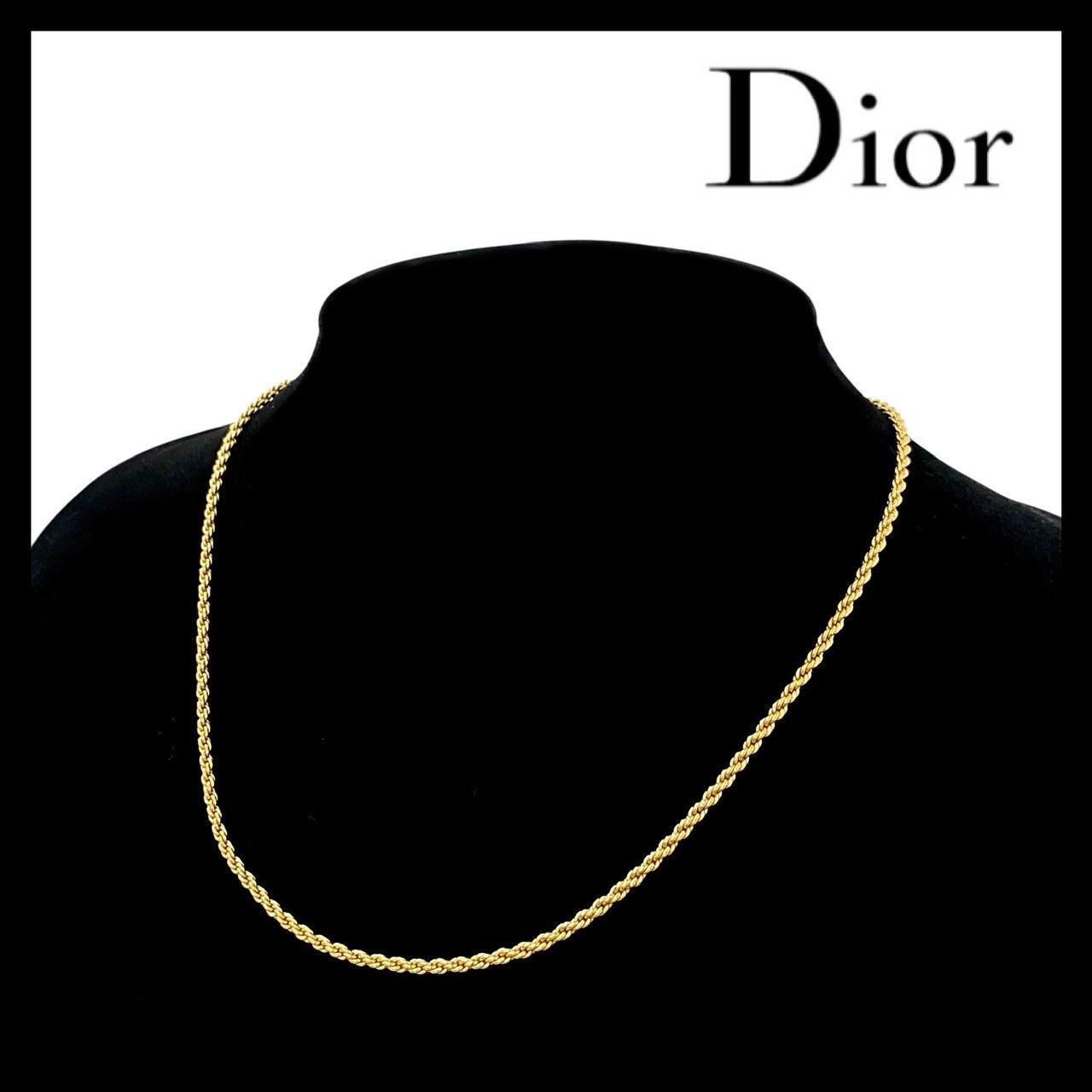 Dior ネックレス ヴィンテージ ゴールド ロープ ツイスト チェーン 美品 Dior】チェーン ツイスト ロープ ネックレス ゴールド/金カラー