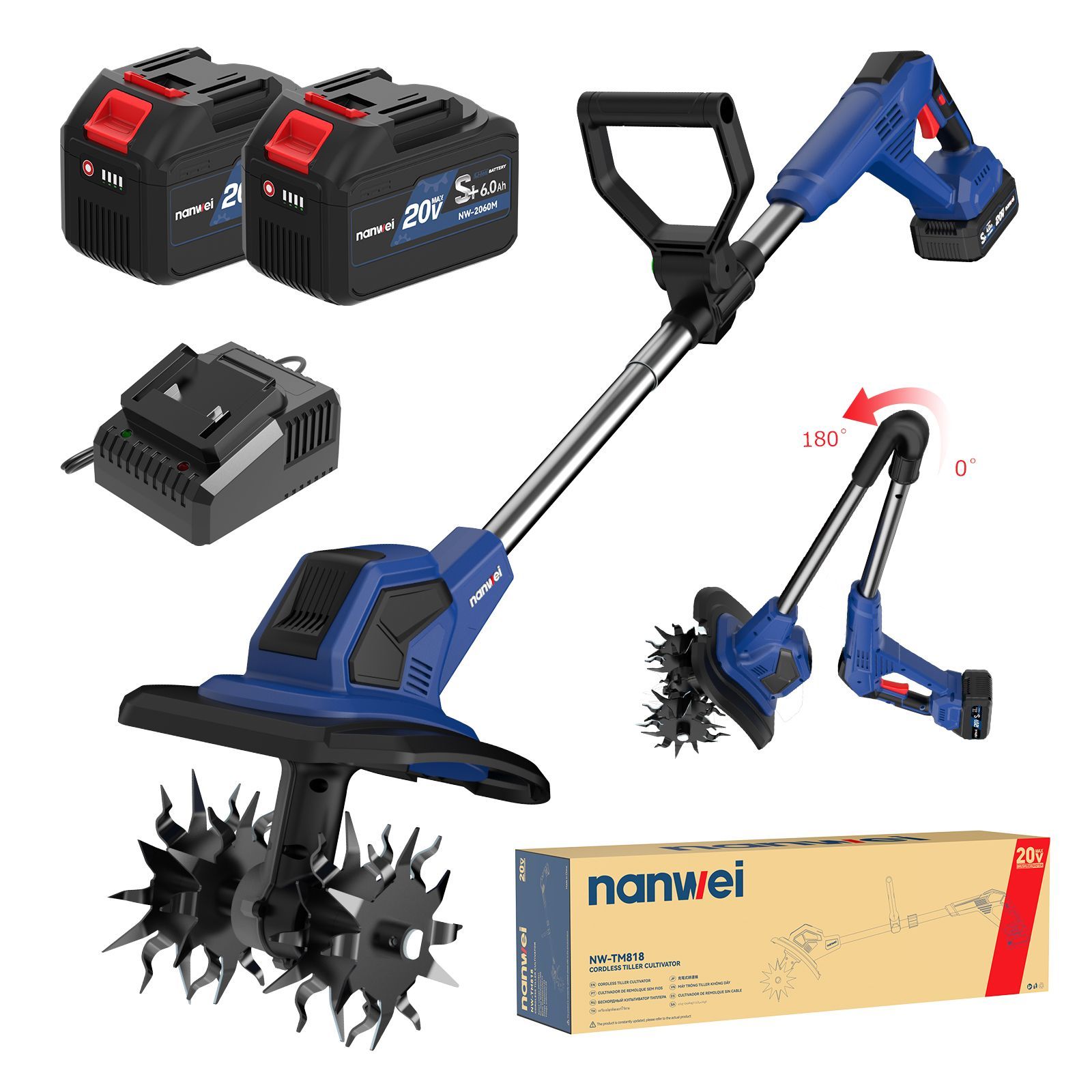 NANWEI コードレス耕運機 充電式耕うん機 マキタ18Vバッテリー対応
