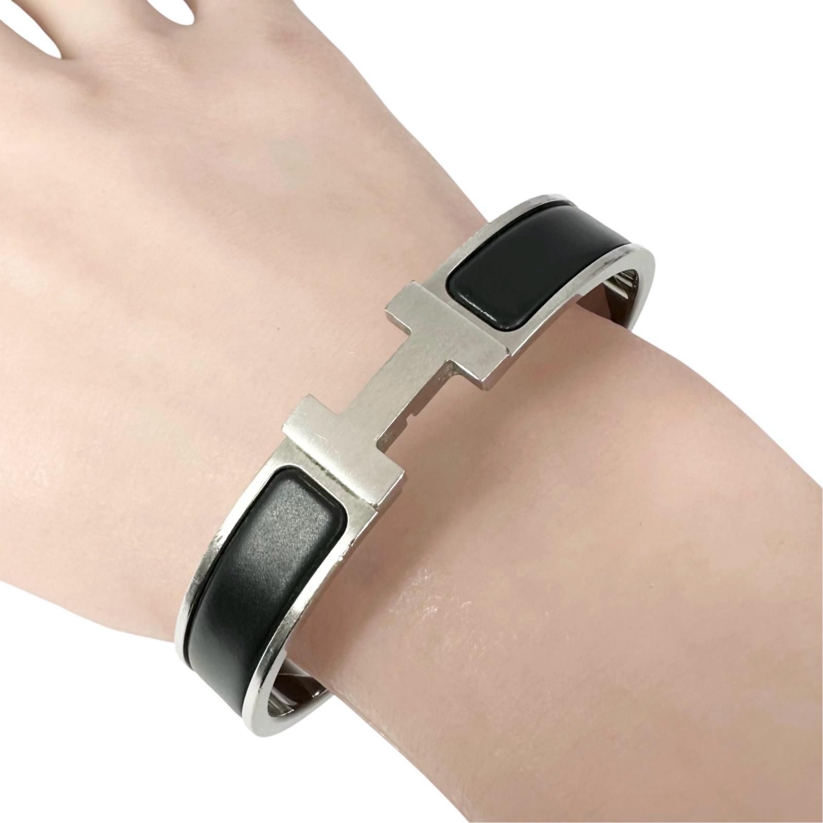 HERMES エルメス クリッククラックH バングル/メッキ ブラック