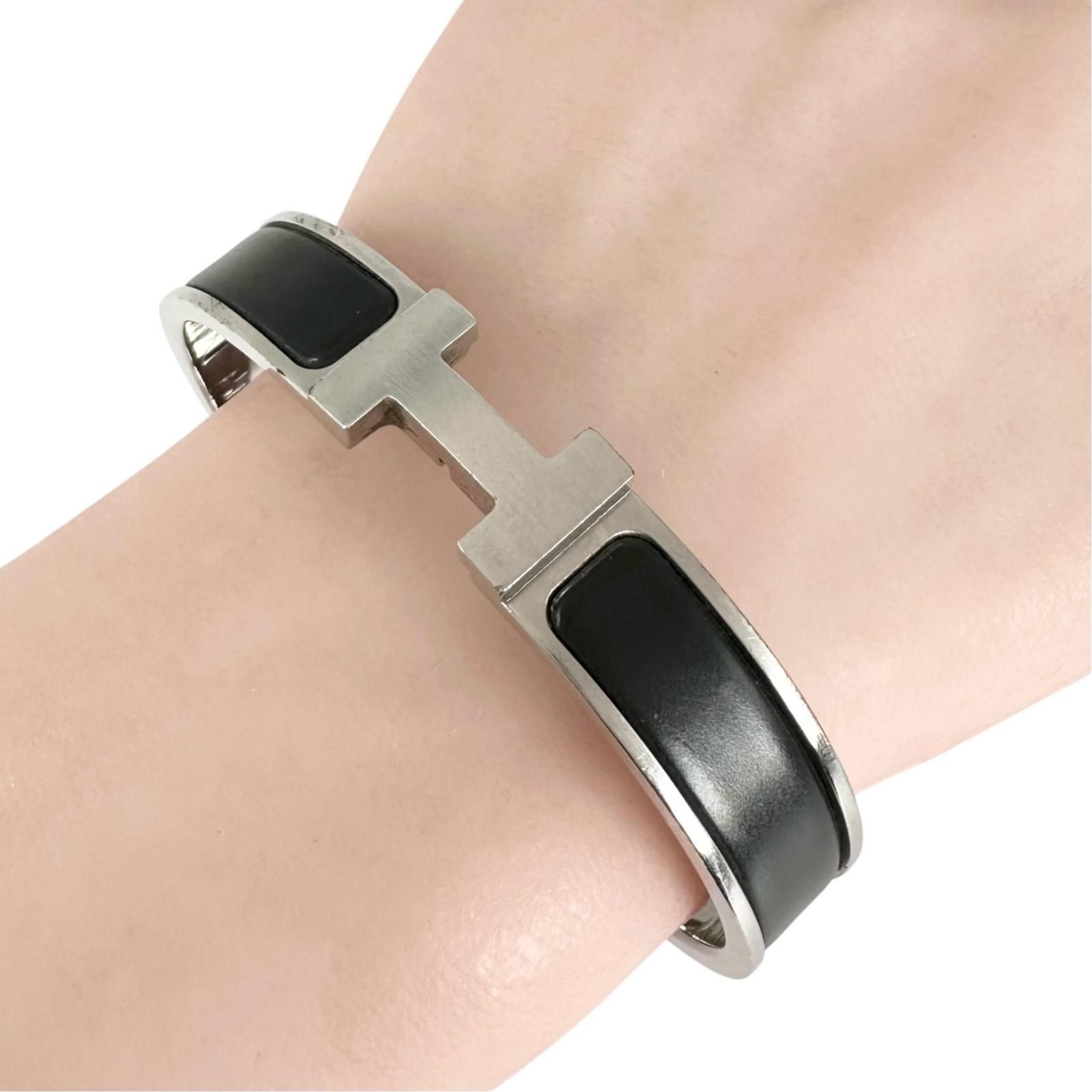 HERMES エルメス クリッククラックH バングル/メッキ ブラック 