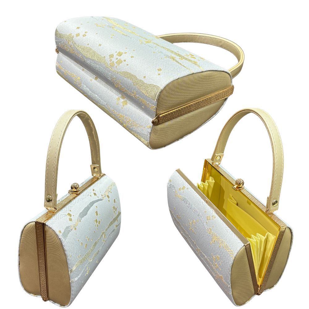 あーるr.m様⭐︎専用　【美品】婚礼用　草履バッグセット 礼装用 フォーマル 草履バッグセット RR-S1☆ 帯地 銀地に金彩 霞文様