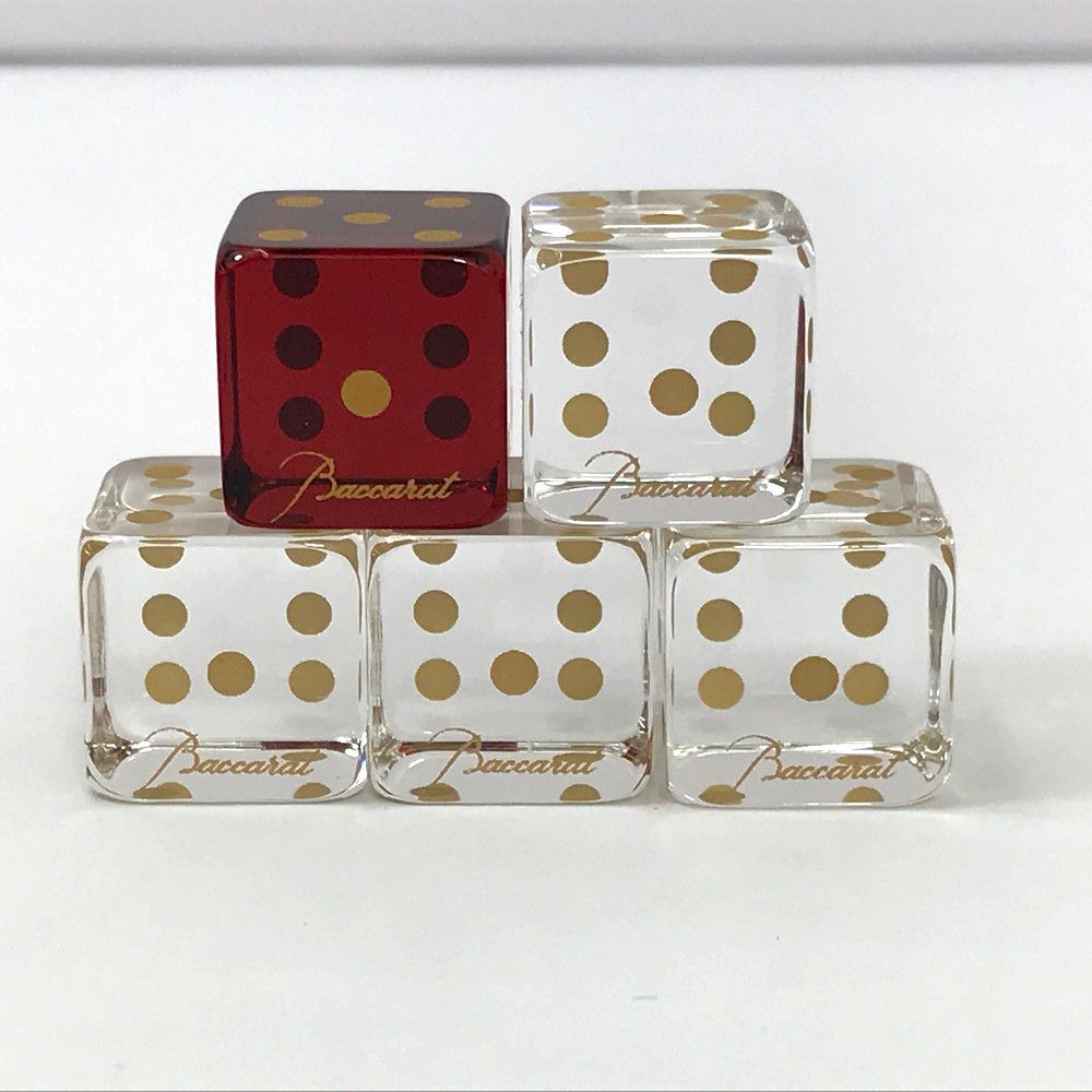 程度良好 Baccarat バカラ 2813755 ダイス サイコロ クリア×4 レッド×1