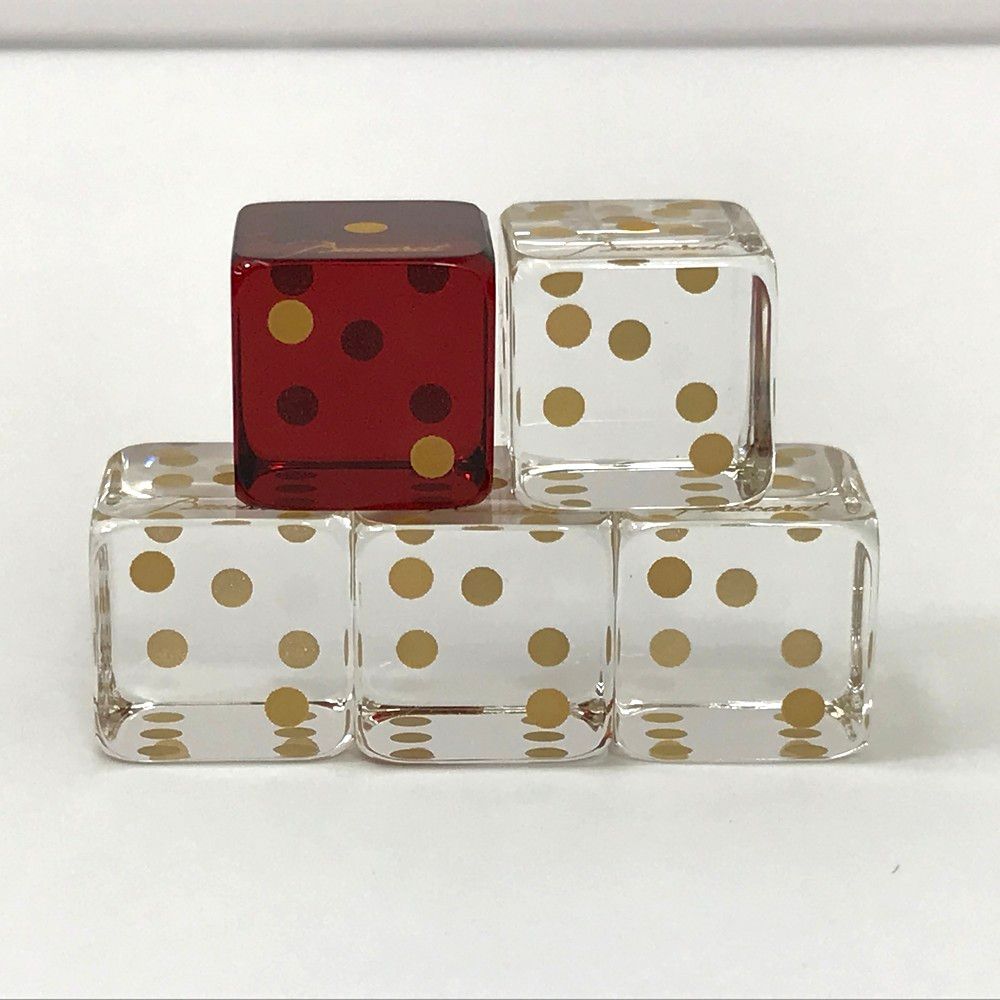 程度良好 Baccarat バカラ 2813755 ダイス サイコロ クリア×4 レッド×1