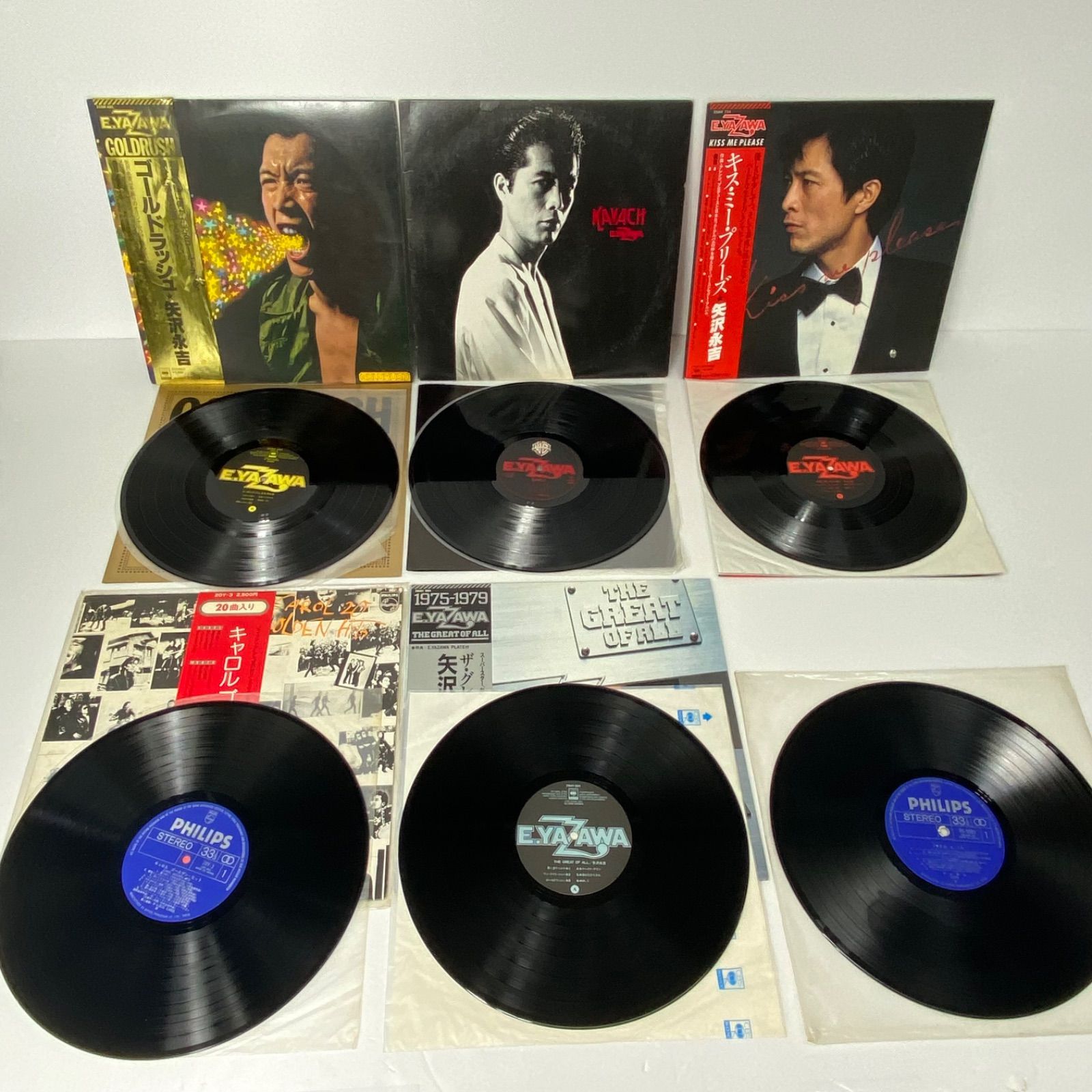 キャロル　矢沢永吉　LPレコード　5枚 矢沢永吉 キャロル LPレコード 5枚セット(＋1枚おまけ） 帯付き含む