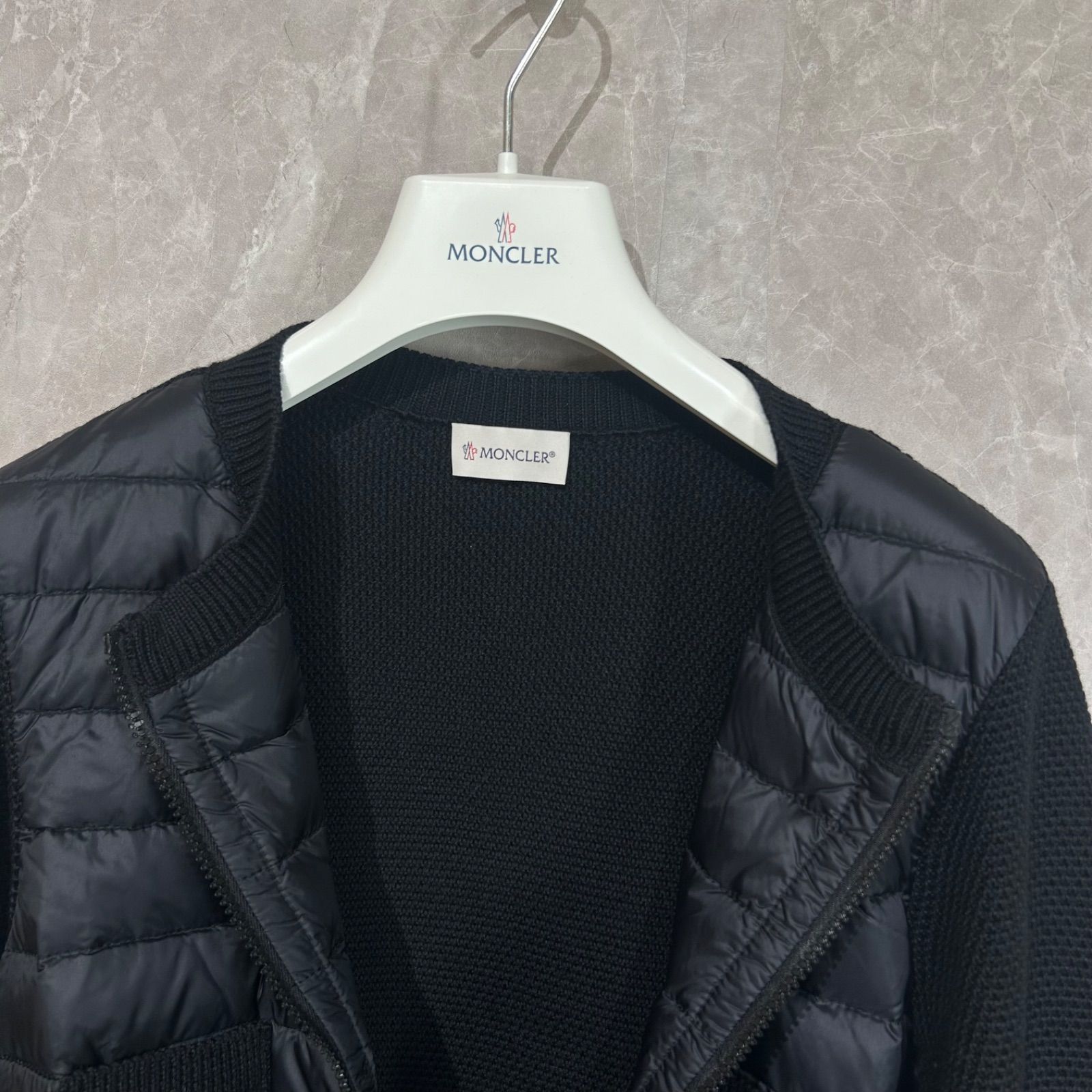 MONCLER モンクレールダウン切り替えニットカーディガン黒M - メルカリ