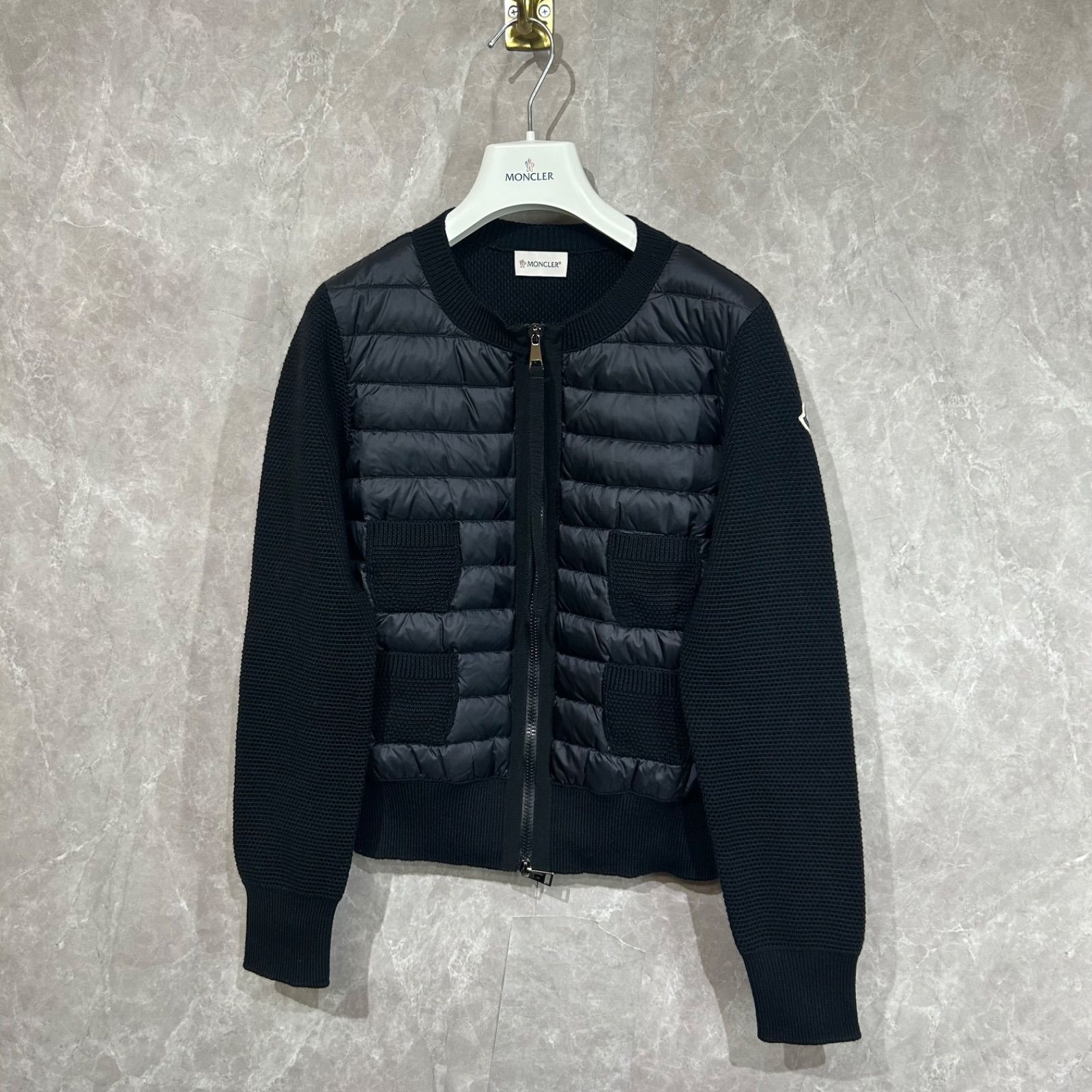 MONCLER モンクレールダウン切り替えニットカーディガン黒M - メルカリ