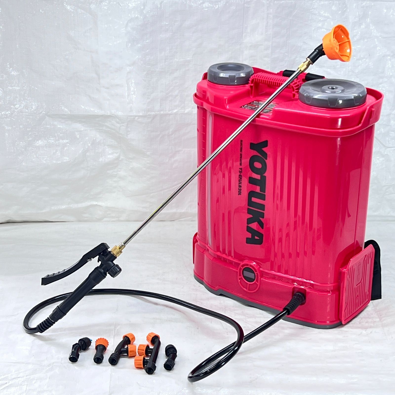 【buju buju様専用】【展示品】 電動噴霧器 背負い式 20L バッテリー式 ノズル6種付 かき混ぜ機能付き レッド YS-EFULB20L 【1645-1】