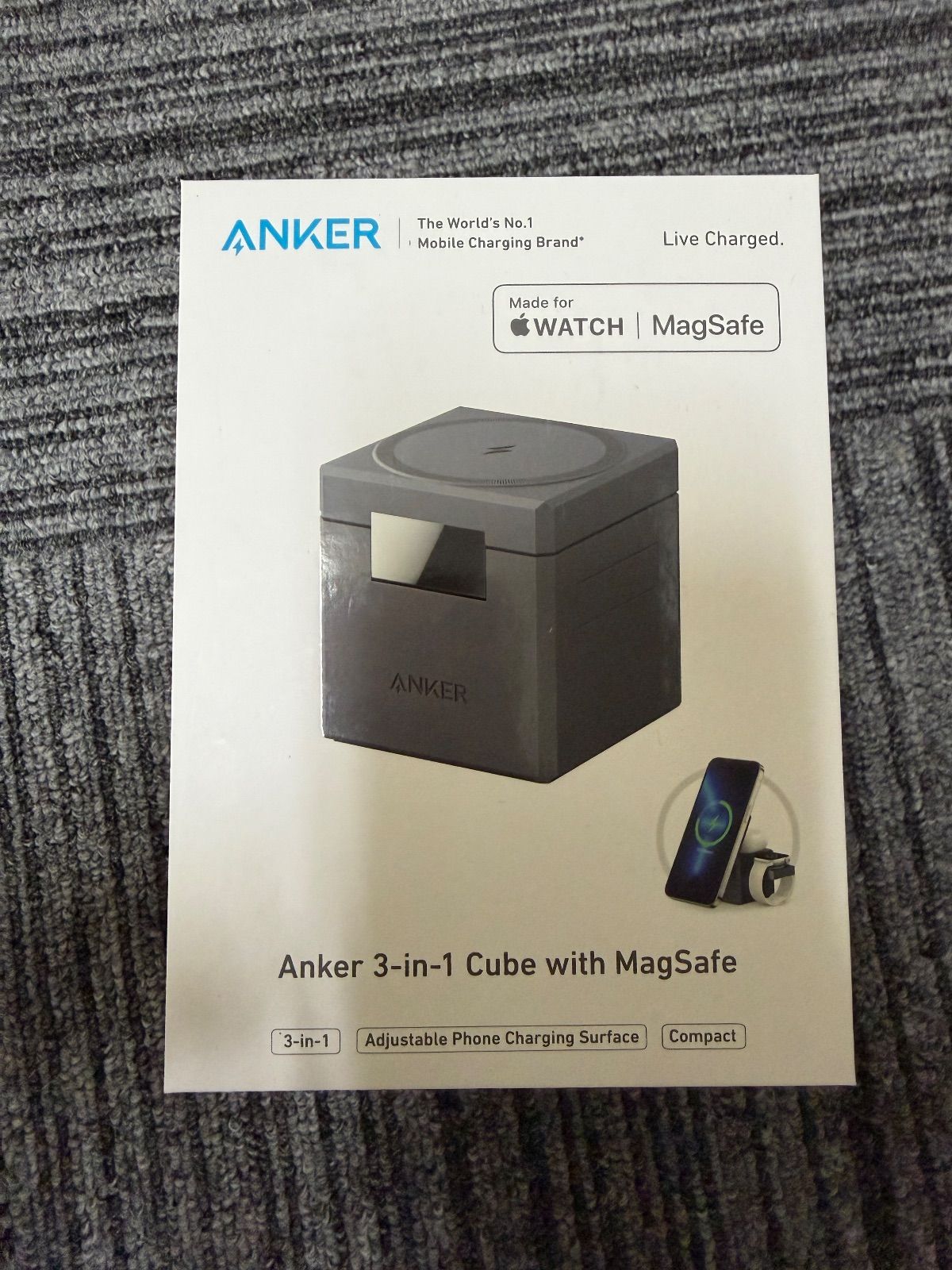 新品 未開封 Anker 3in1 cube with Magsafe 充電器
