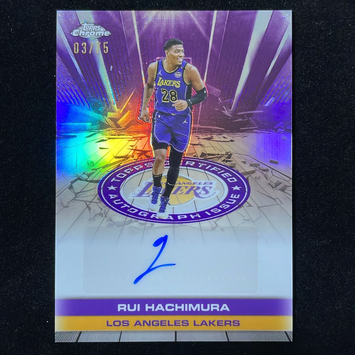 八村塁 Hachimura Rui Topps Chrome 2025 /75 Purple Auto サイン 直筆 