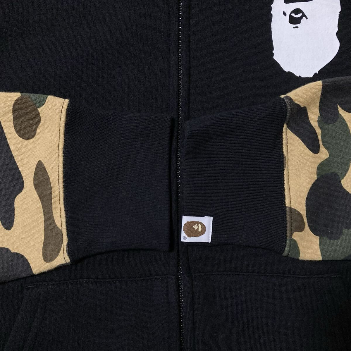 1st camo yellow × Black フルジップ パーカー Mサイズ a bathing ape 