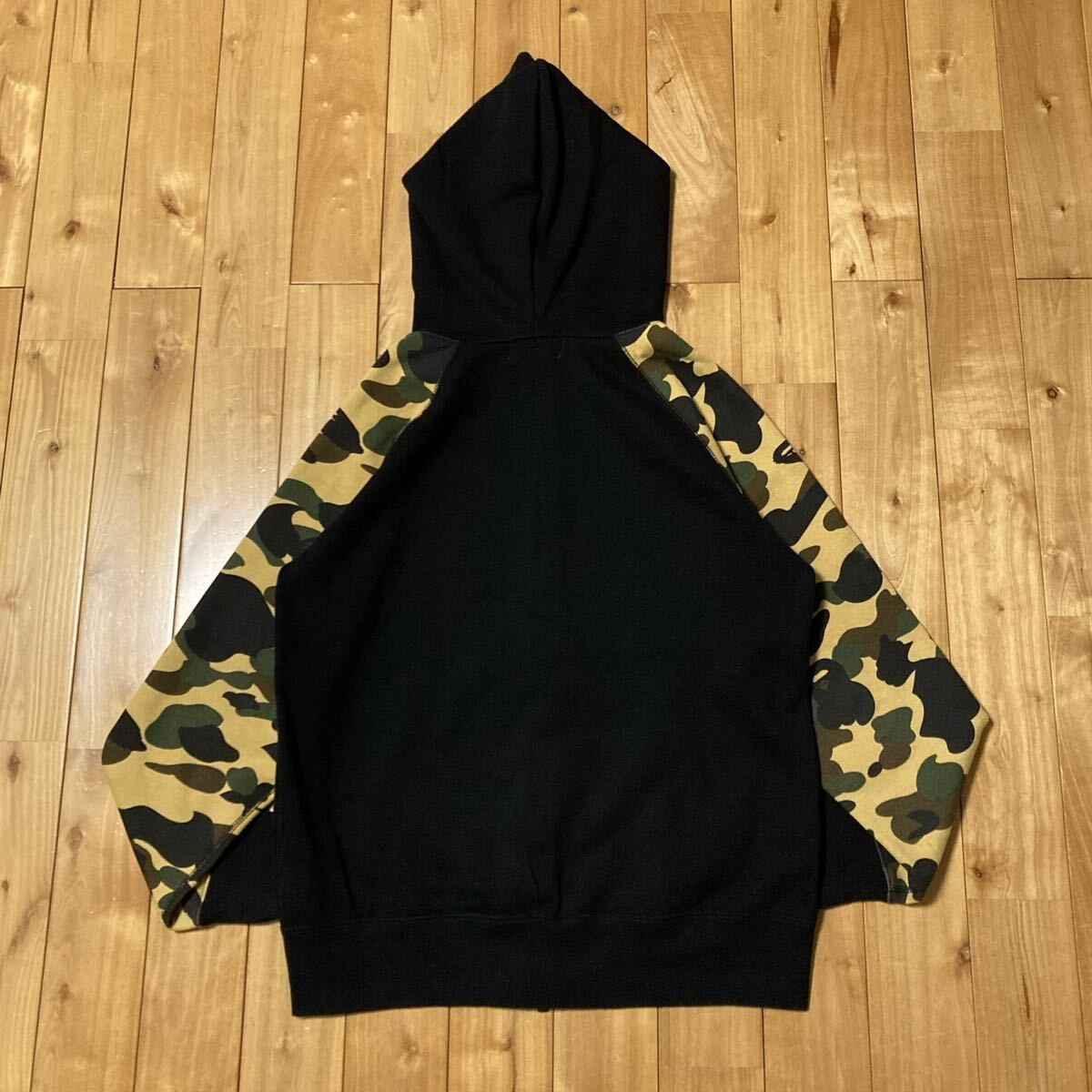 1st camo yellow × Black フルジップ パーカー Mサイズ a bathing ape 