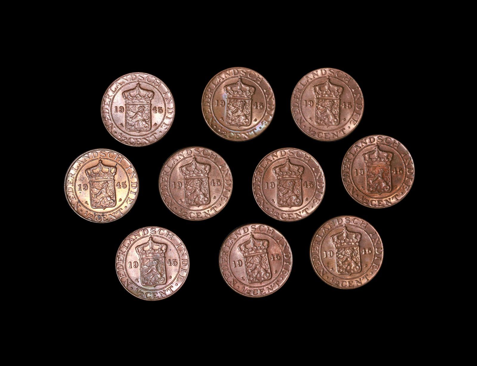 ウィル様注文品　古銭まとめ INDONESIA オランダ領東インド ウィルヘルミナ女王（1890-1948） 10PCS