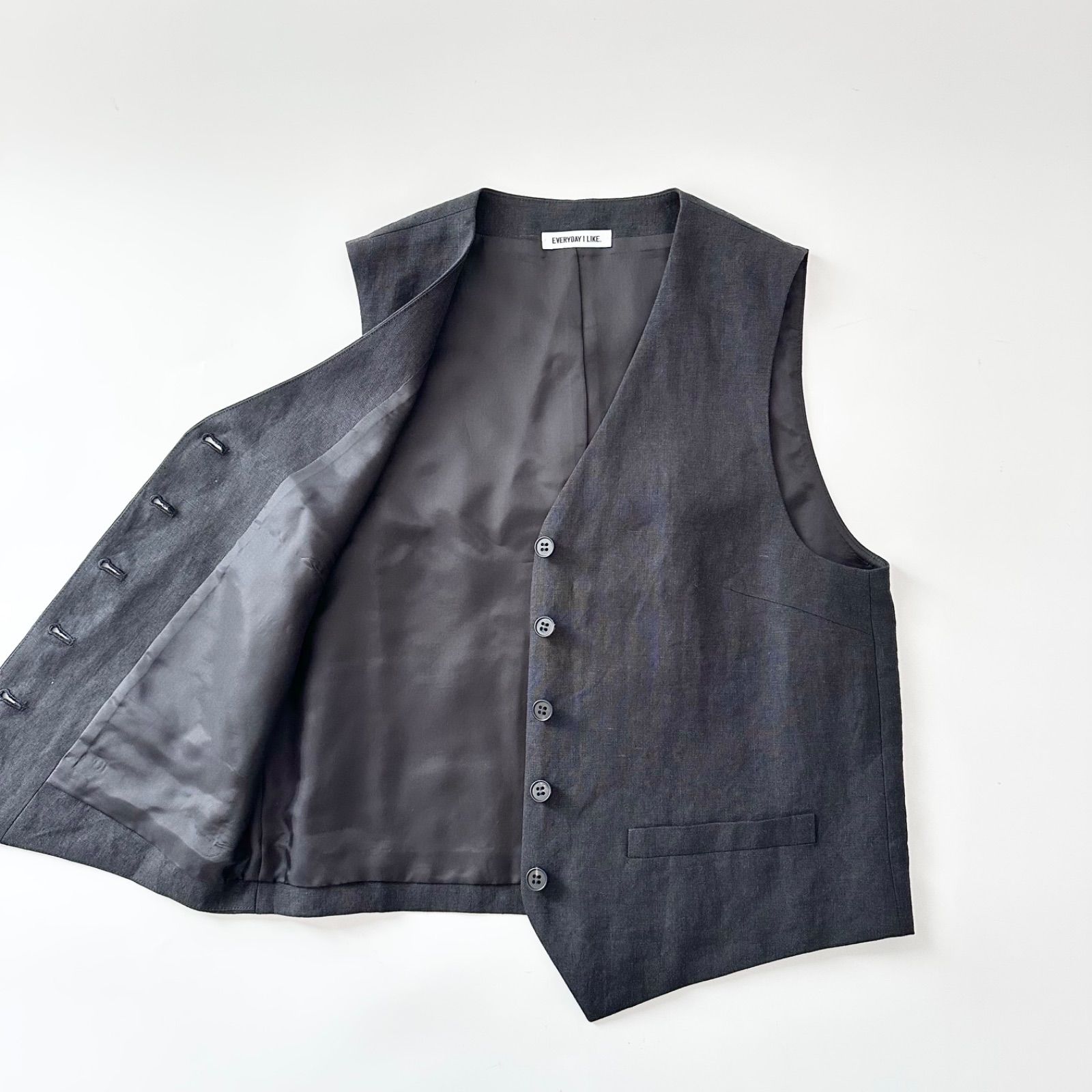 美品　EVERYDAY I LIKE. リネンベスト　ブラック ドゥーズィエムクラス Deuxieme Classe EVERYDAY I LIKE Linen Vest