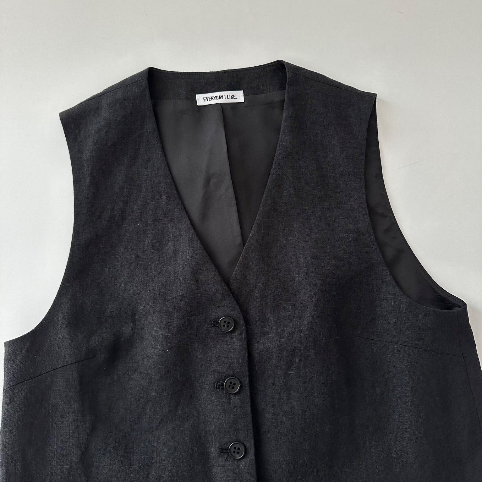 美品　EVERYDAY I LIKE. リネンベスト　ブラック ドゥーズィエムクラス Deuxieme Classe EVERYDAY I LIKE Linen Vest