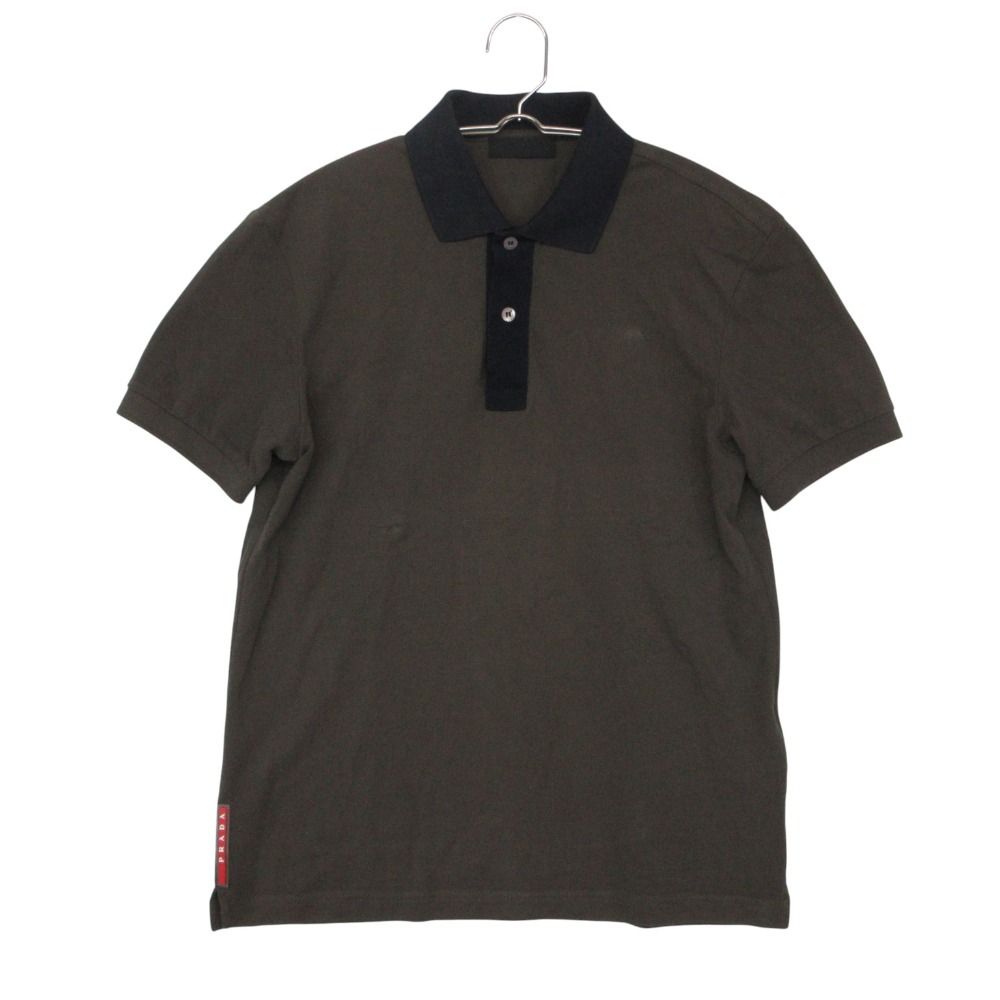 PRADA プラダ　鹿の子　半袖ポロシャツ　 プラダ メンズ 定番 鹿の子 半袖ポロシャツ 黒 #XL PRADA