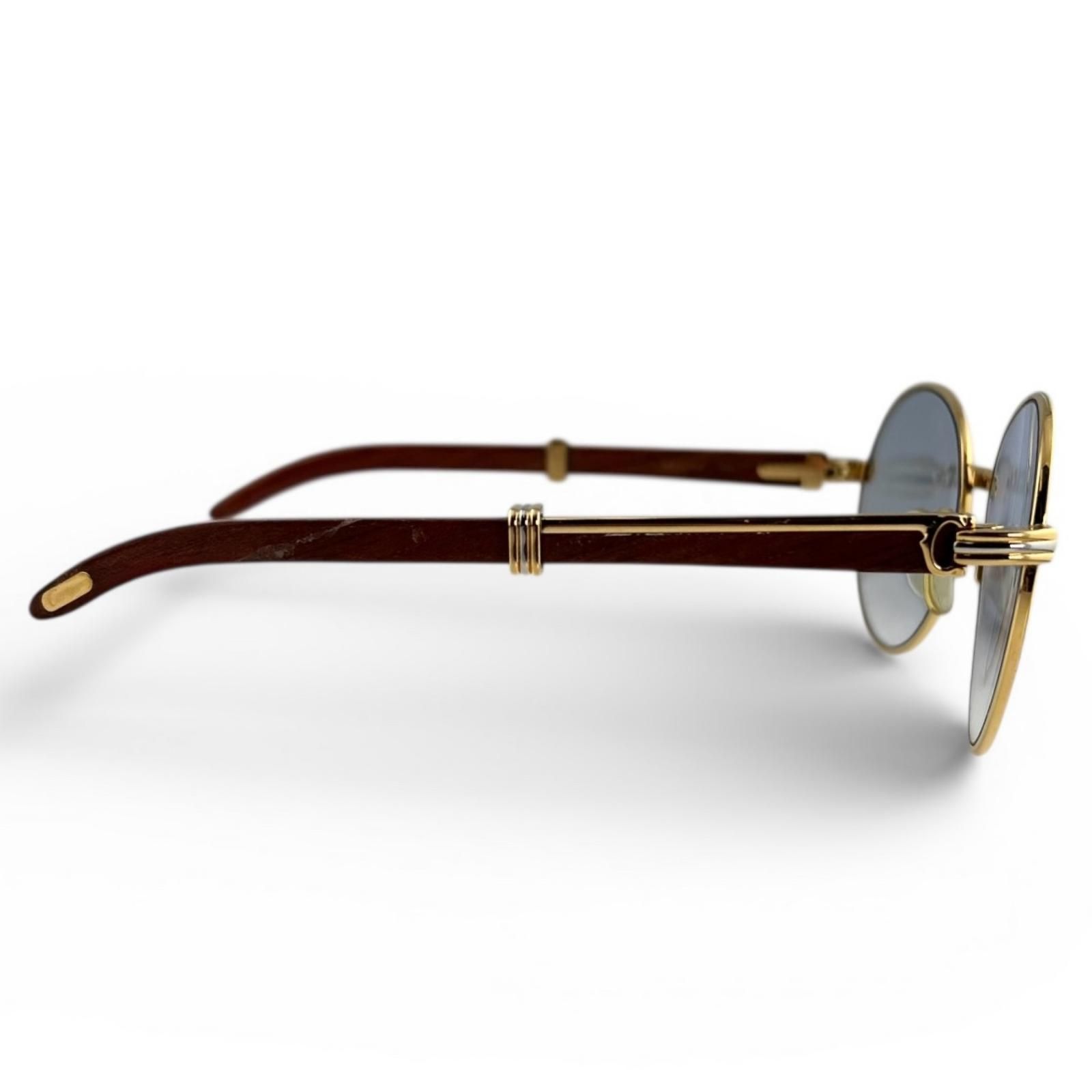 良品▽Cartier カルティエ トリニティ ウッドテンプル ロゴ金具 メガネ 