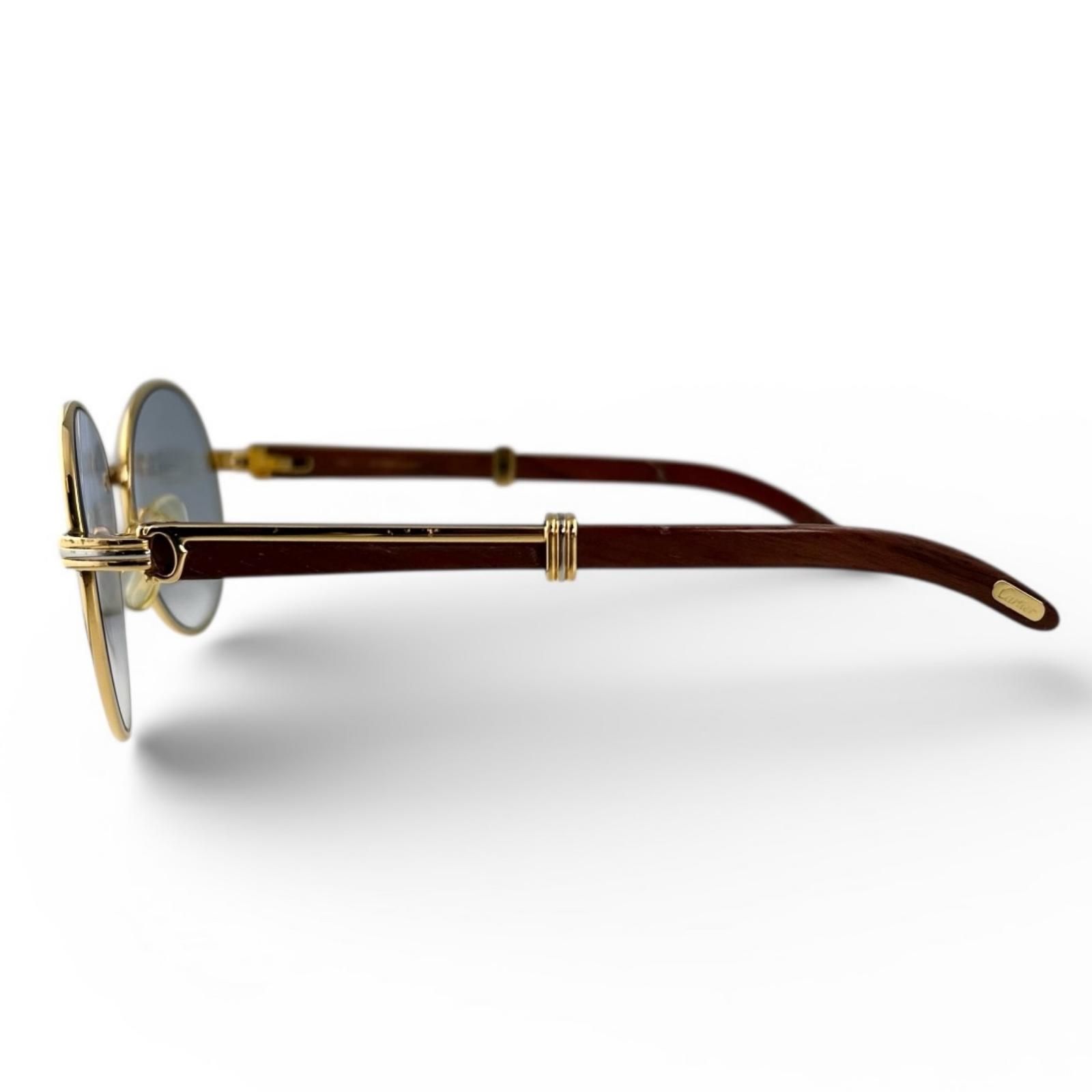 人気▲Cartier カルティエ トリニティ ウッドテンプル サングラス アイウェア ゴールド ブラウン 55⬜︎18 135b フランス製 レディース Cartier - 人気△Cartier カルティエ トリニティ ウッドテンプル