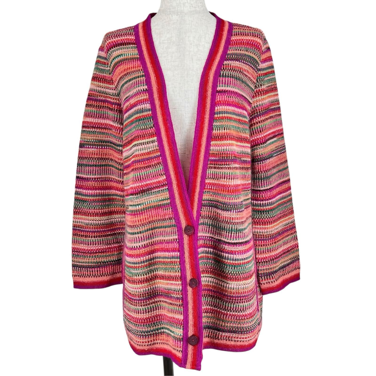 極美品△Missoni ミッソーニ ウール モヘア マルチストライプ柄 長袖