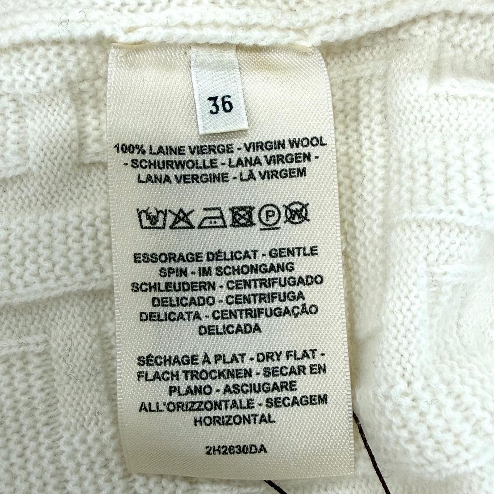 未使用品◇HERMES エルメス 22AW Hアッシュ バージンウール100％ クルーネック ニット セーター オフホワイト 36 イタリア製 正規品 レディース HERMES - 未使用品◇HERMES エルメス 22AW Hアッシュ バージンウール