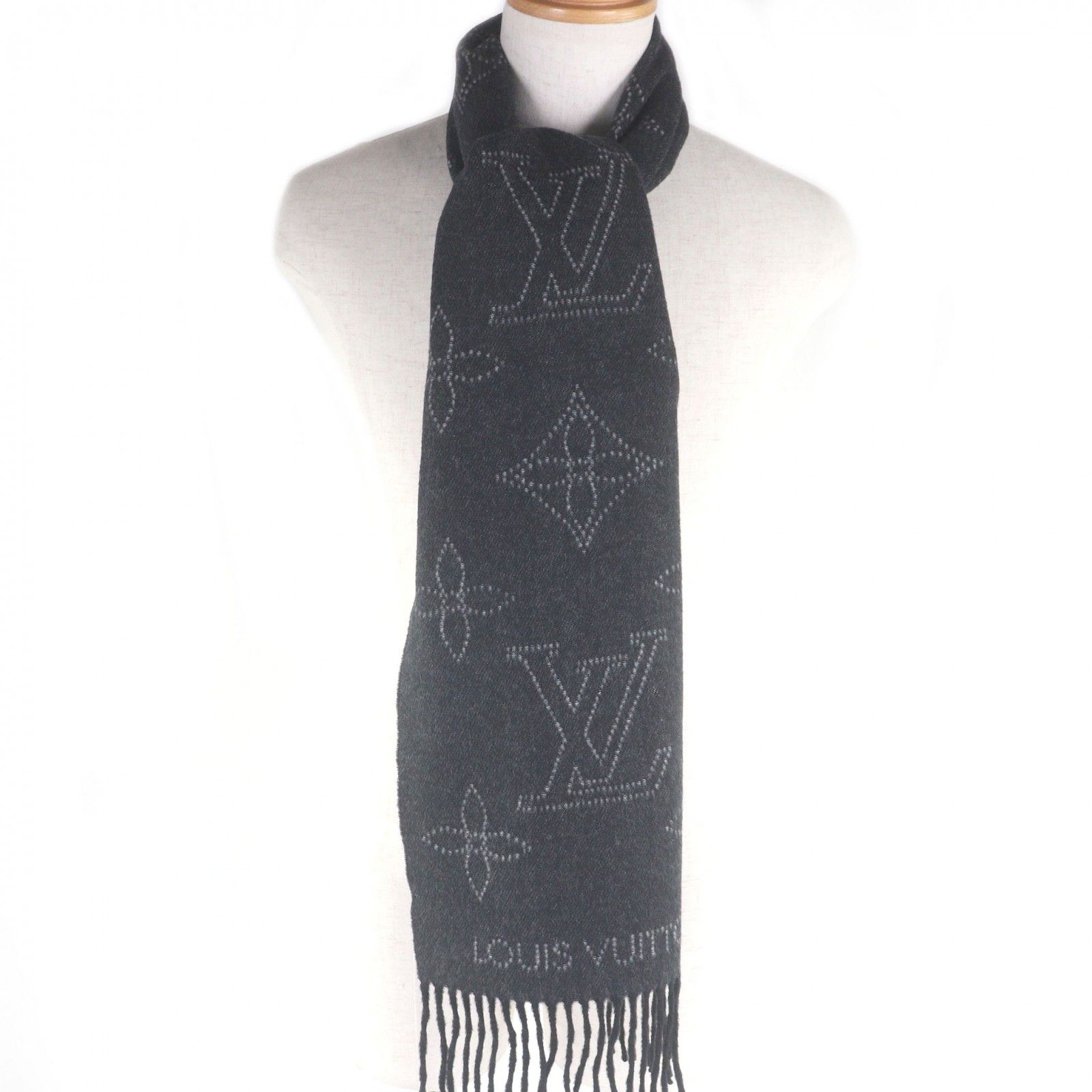 極美品□LOUIS VUITTON ルイヴィトン 2022年製 M77902 エシャルプ・フライト モード マヒナ カシミヤ シルク混 フリンジ マフラー グレー イタリア製 正規品 メンズ 極美品□LOUIS VUITTON ルイヴィトン 2022年製 M77902 エシャルプ