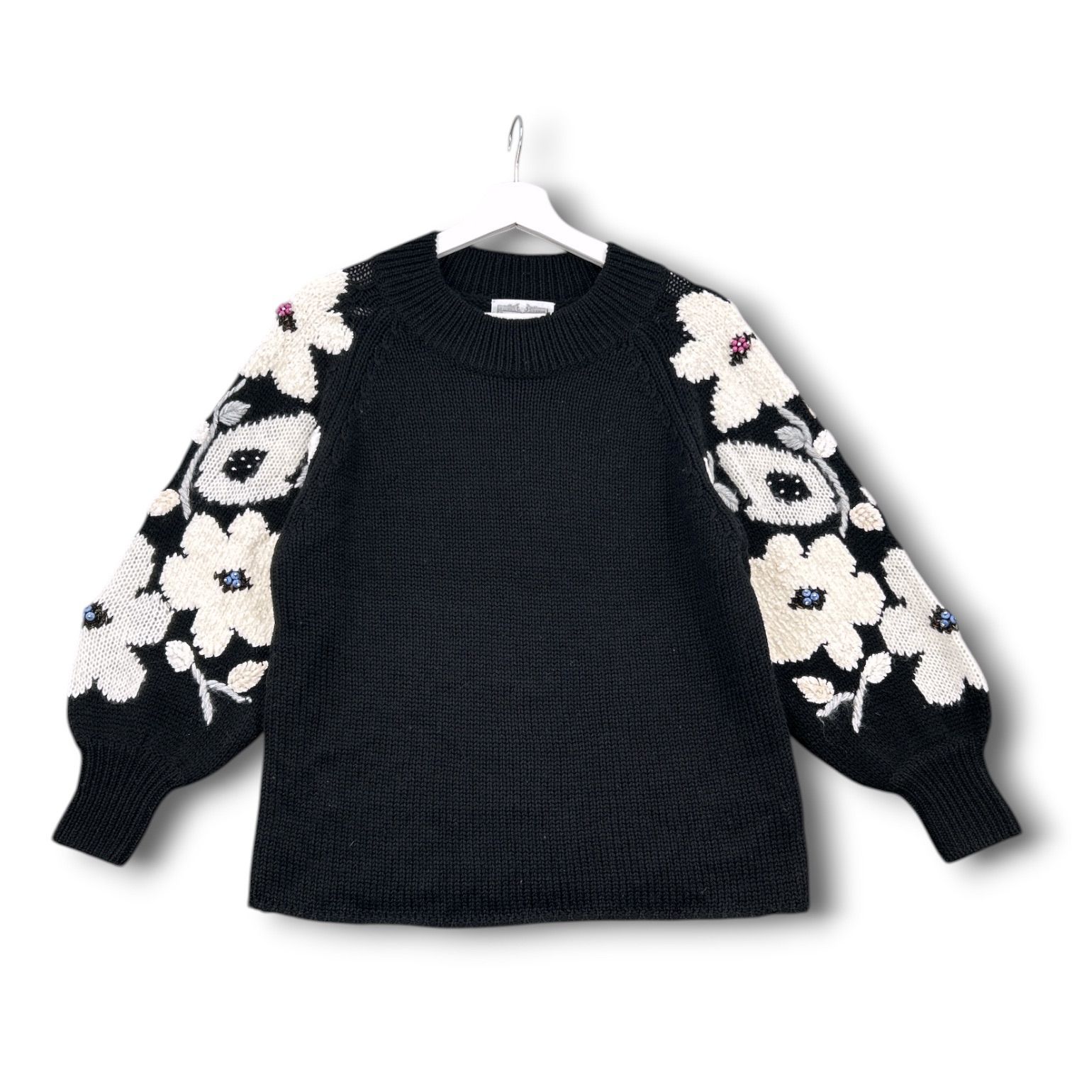 BEARDSLEY ビアズリー 花柄ジャガードニット 袖ジャガード セーター BEARDSLEY ビアズリー 花柄ジャガードニット 袖ジャガード セーター