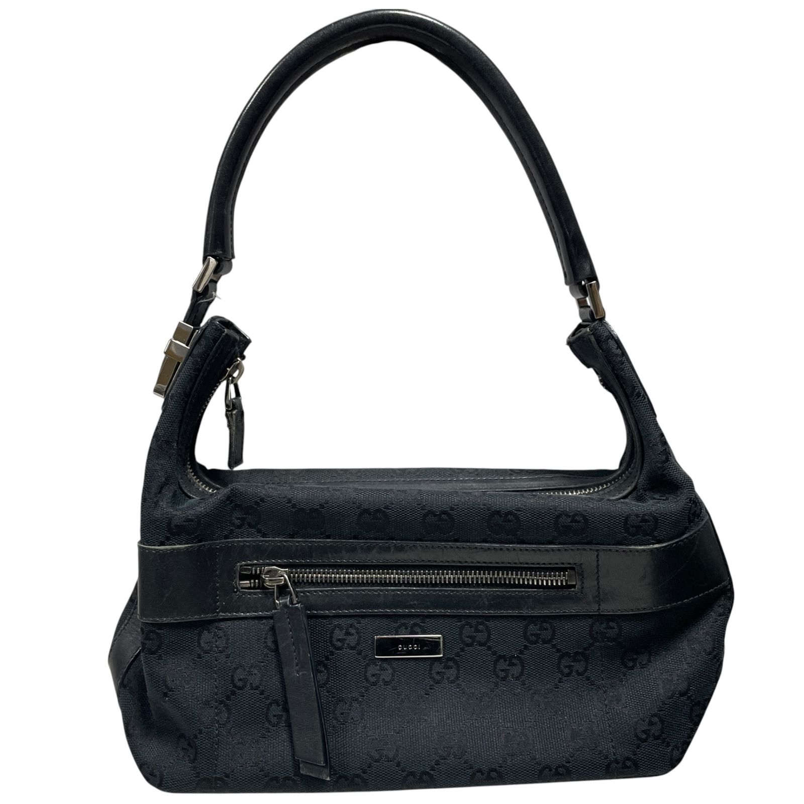 GUCCI グッチ GGキャンバス ワンショルダーバッグ ハンドバッグ 黒色 グッチ GG柄 ハンドバッグ ワンショルダー ブラック キャンバス GUCCI