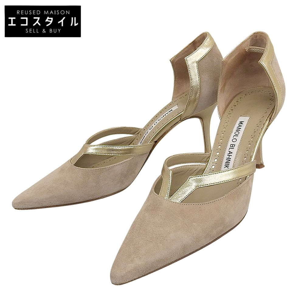 MANOLO BLAHNIK マノロブラニク PALIATA レザー×スエード ヒール