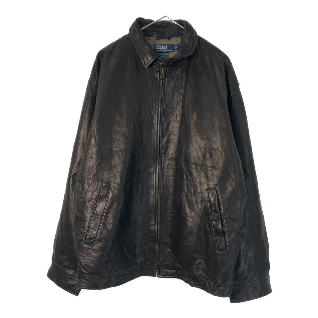 Polo by Ralph Lauren ポロ ラルフローレン レザースイングトップ ブラック(メンズ L)中古 古着 X4061 Polo by Ralph Lauren ポロ ラルフローレン レザースイングトップ