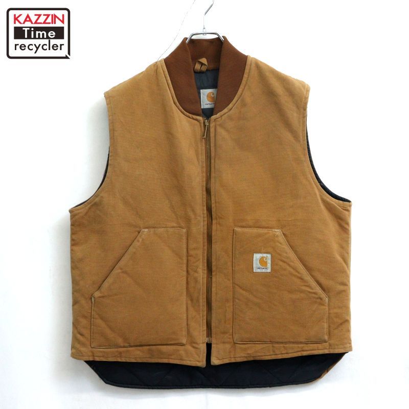 90s USA製 vintage Carhartt 裏地キルティング ダック ベスト メンズ